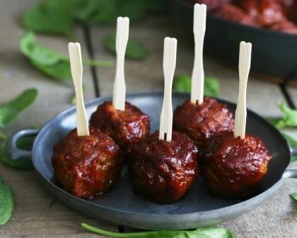 Holiday Meatballs made with bourbon whiskey